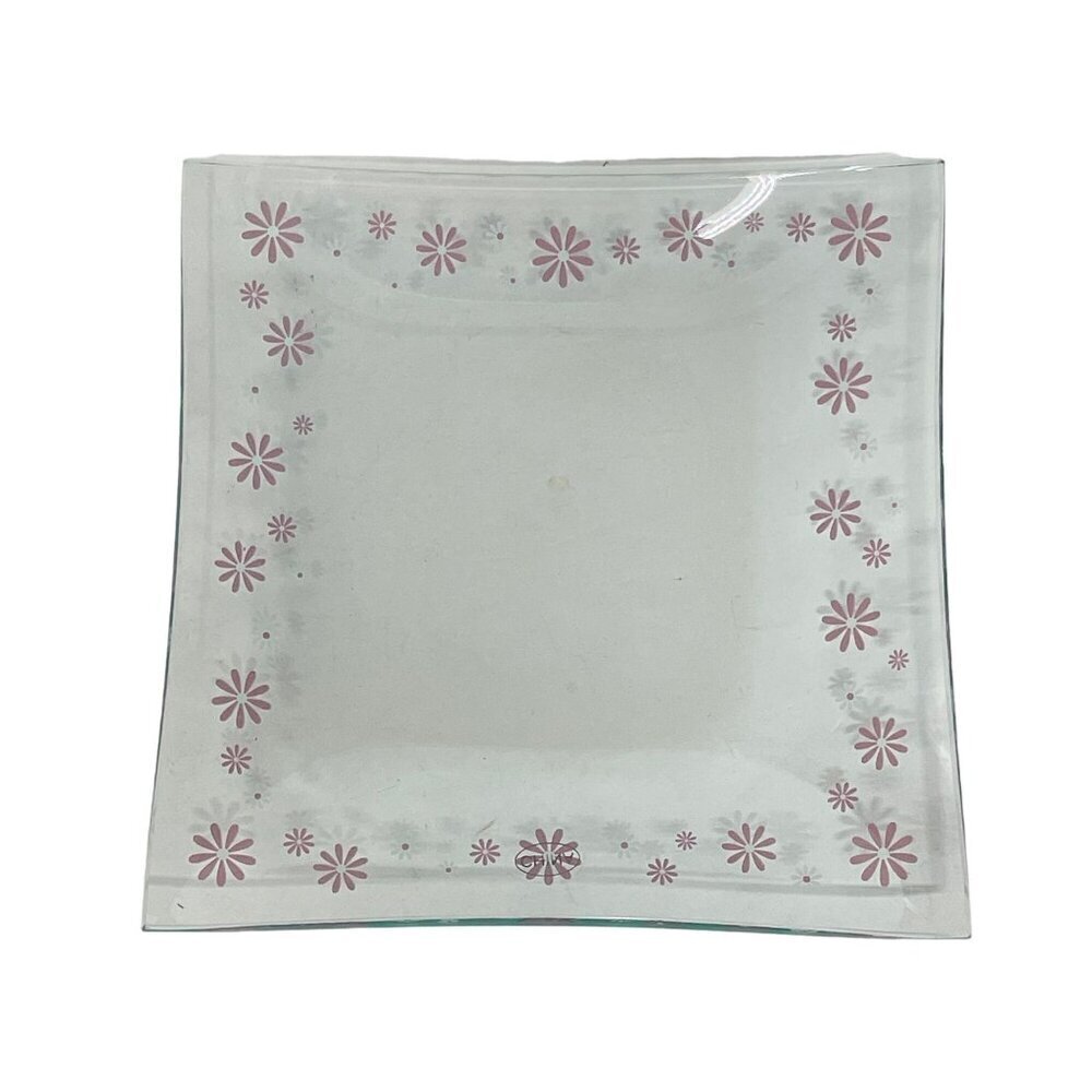 The Pampered Chef Pink Daisy Dessert Plates Set Of 4 #2819 7" Glass‎ Pink Floral - Picture 2 of 5